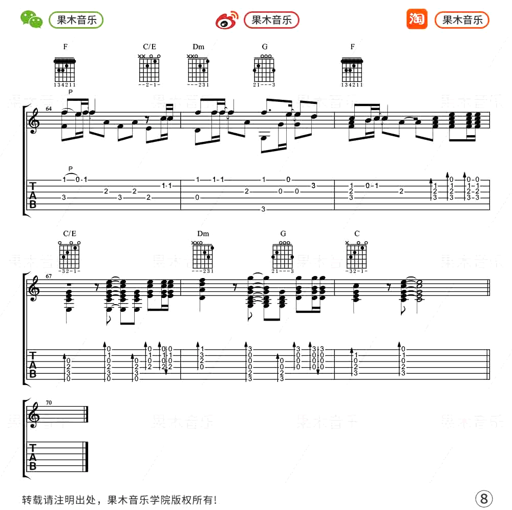 后来指弹吉他谱8-刘若英