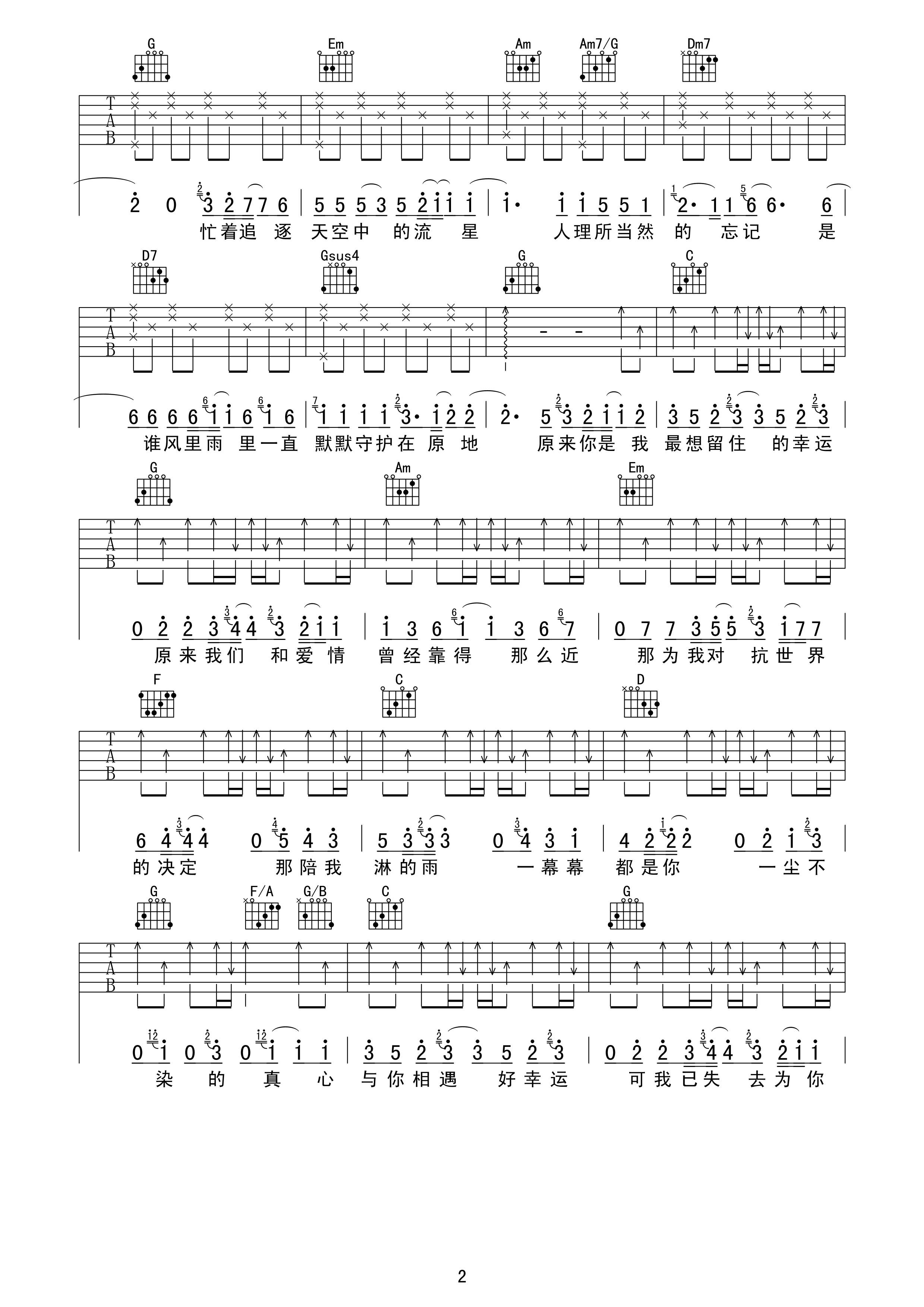 小幸运吉他谱2-田馥甄