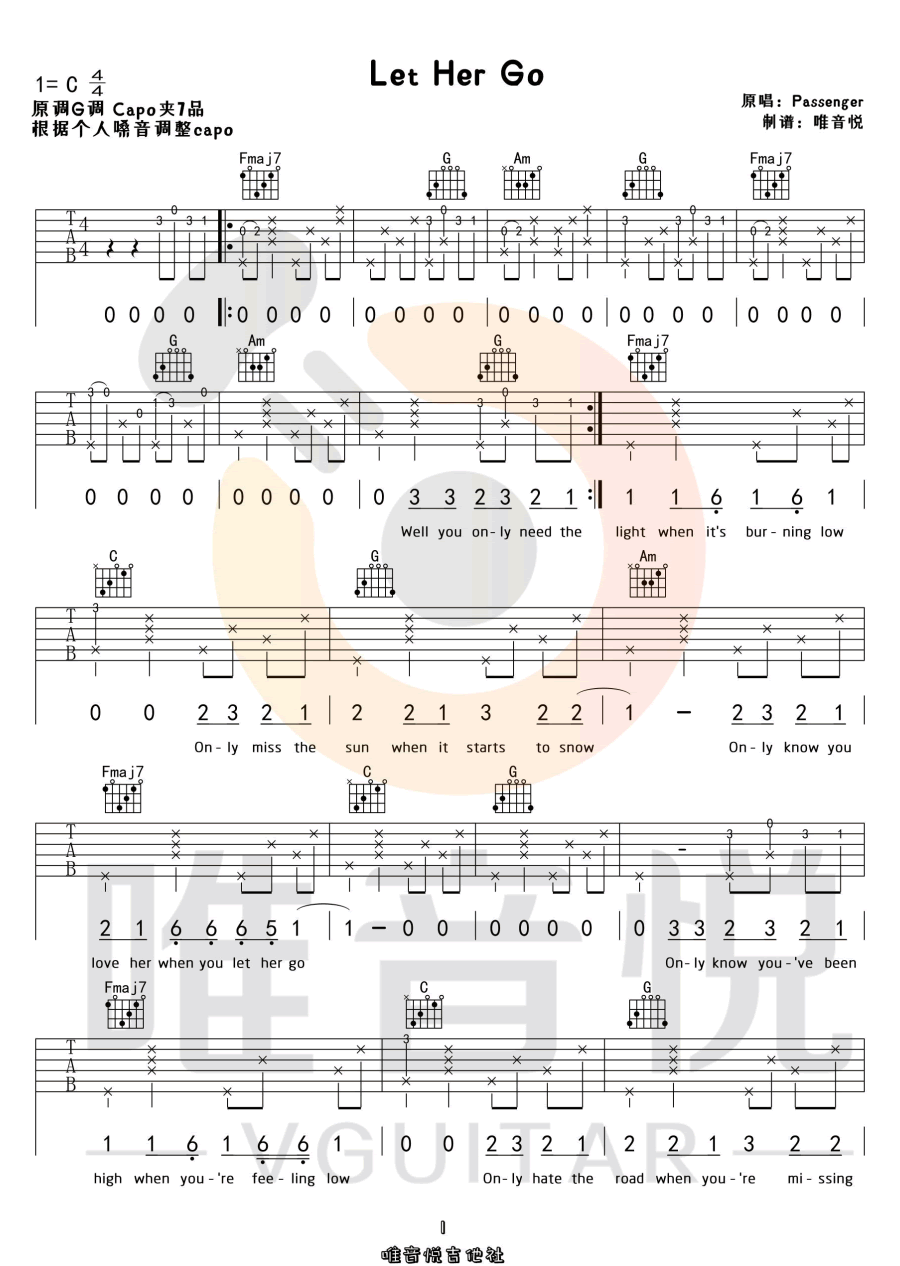 Let-Her-Go吉他谱1-Passenger